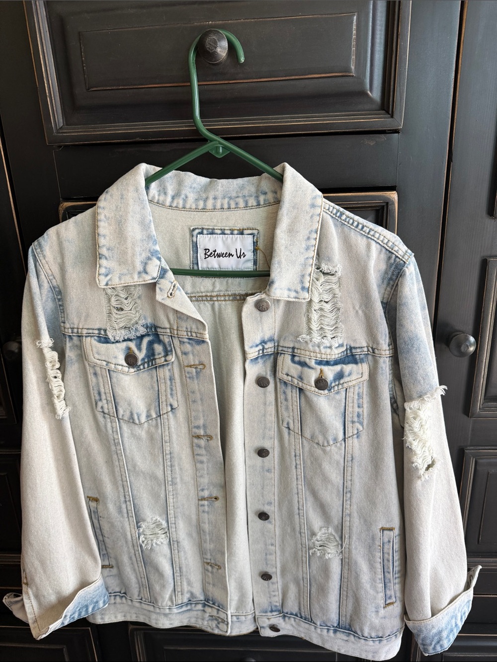 Between Us Light Blue Distressed Denim Jacket